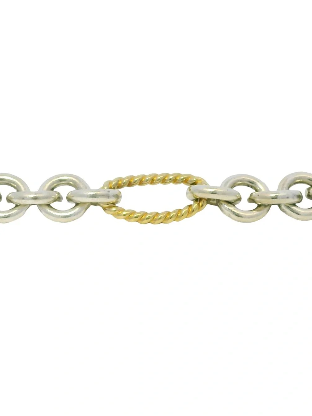 David Yurman 18 K Yellow Gold & Silver Cable- Link Toggle Necklace Choker